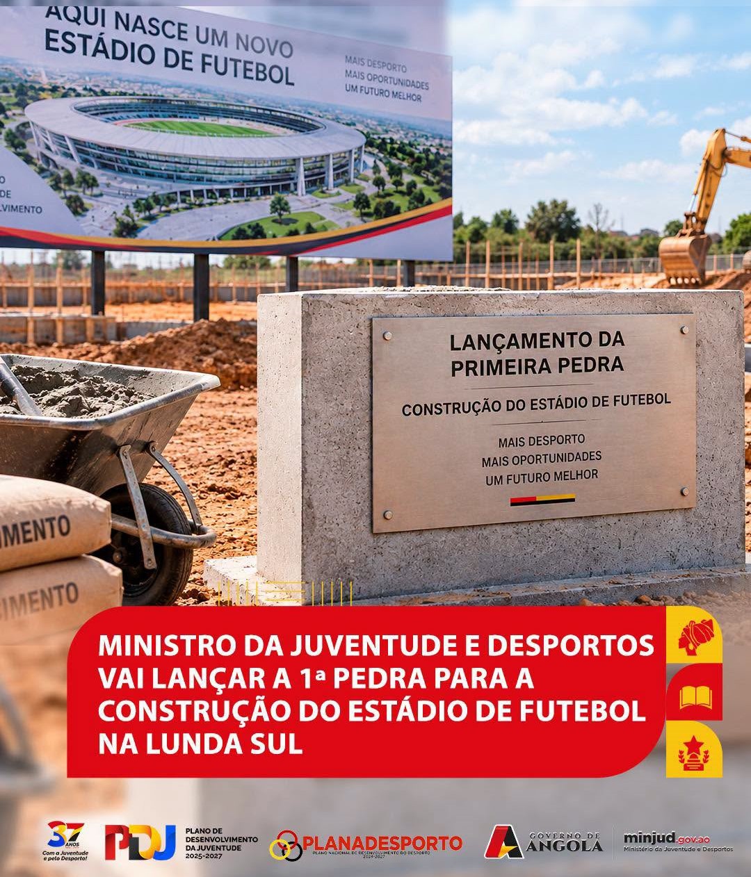 LUNDA SUL PREPARA NOVO ESTÁDIO PARA 12 MIL ESPECTADORES COM CONCLUSÃO PREVISTA PARA 2027