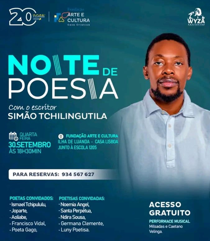 Simão Tchilingutila é homenageado hoje na Noite de Poesia da Fundação Arte e Cultura